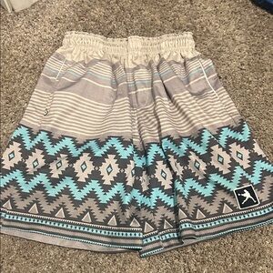 Kids Patterned Shorts - Blue and Gray